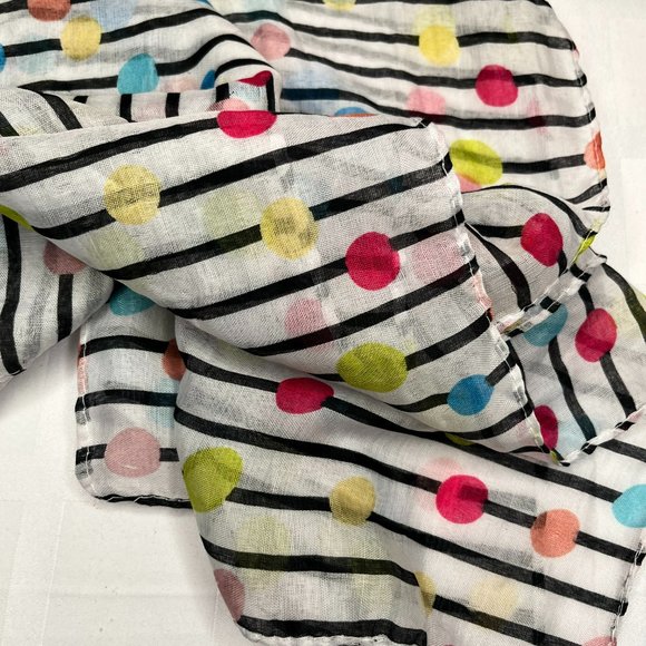 🎨 Modern Striped Scarf with Colorful Dots – Playful & Chic - Picture 6 of 12